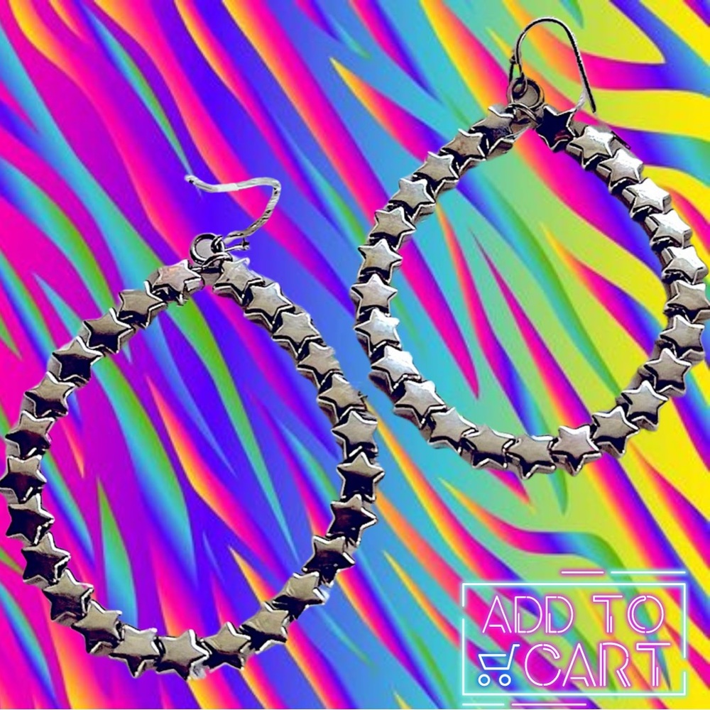 STAR DROP HOOP EARRINGS